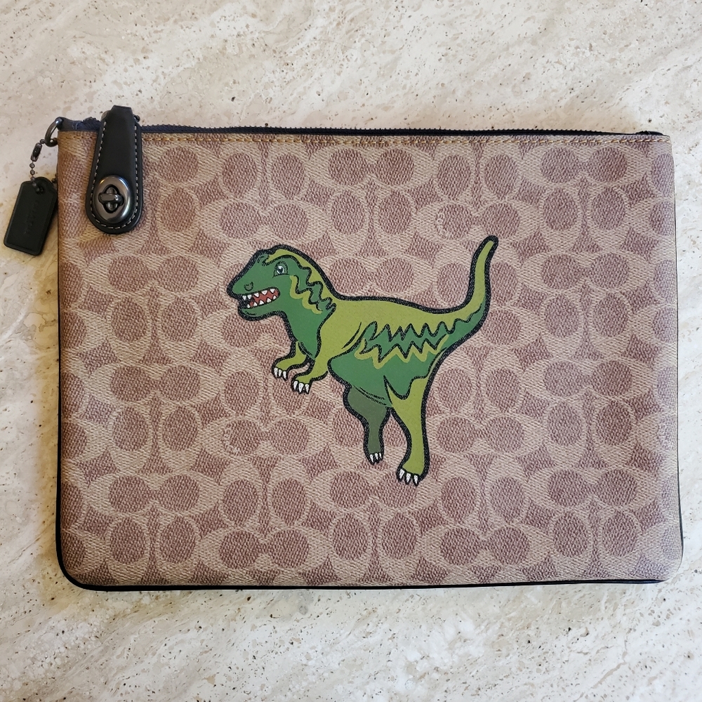 Turnlock Pouch In Signature Canvas With Rexy